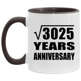 55th Anniversary Square Root of 3025 Years Anniversary - 11oz Accent Mug Black
