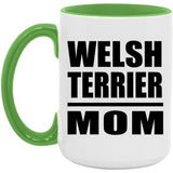 Welsh Terrier Mom - 15oz Accent Mug Green