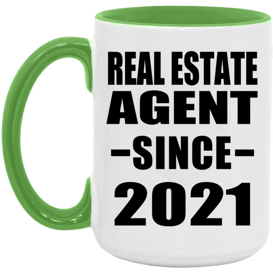 Real Estate Agent Since 2021 - 15oz Accent Mug Green