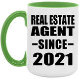 Real Estate Agent Since 2021 - 15oz Accent Mug Green