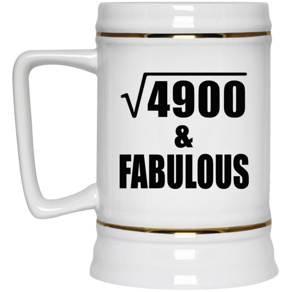 70th Birthday Square Root of 4900 & Fabulous - Beer Stein