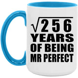 16th Anniversary Square Root of 256 Years of Mr Perfect - 15oz Accent Mug Blue