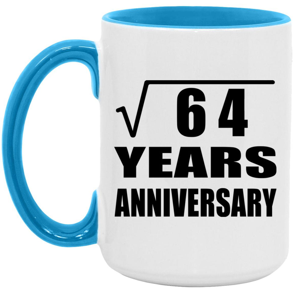 8th Anniversary Square Root of 64 Years Anniversary - 15oz Accent Mug Blue