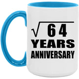 8th Anniversary Square Root of 64 Years Anniversary - 15oz Accent Mug Blue