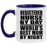 Registered Nurse By Day World's Best Mom By Night - 11oz Accent Mug Purple