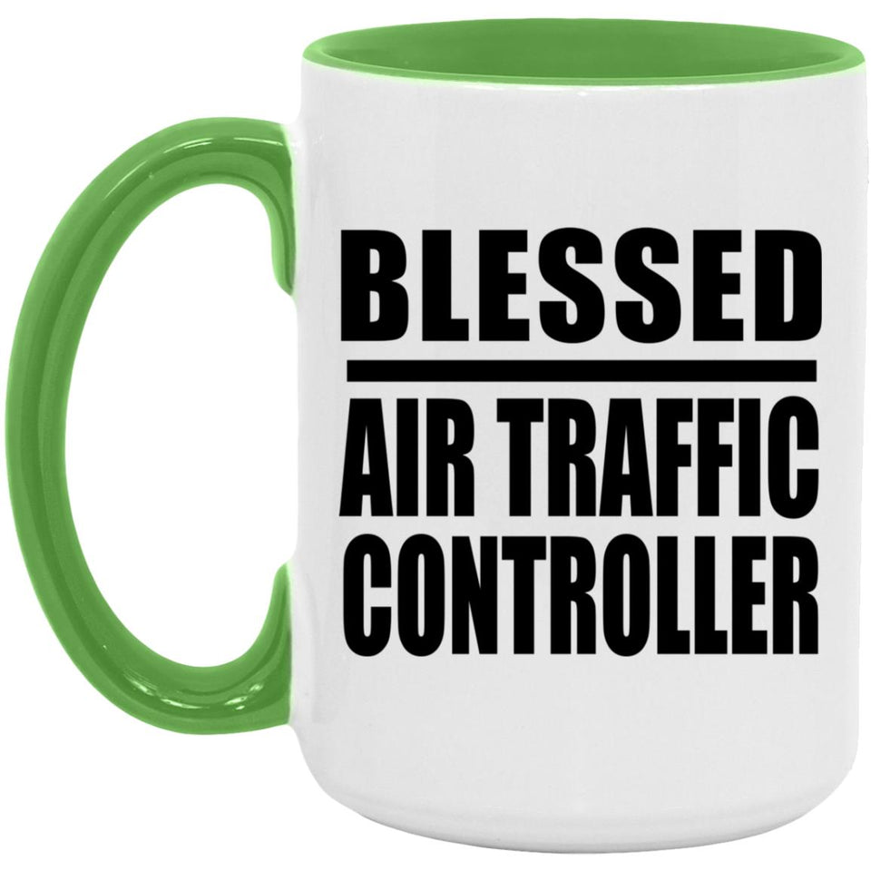 Blessed Air Traffic Controller - 15oz Accent Mug Green
