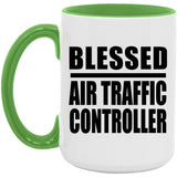 Blessed Air Traffic Controller - 15oz Accent Mug Green