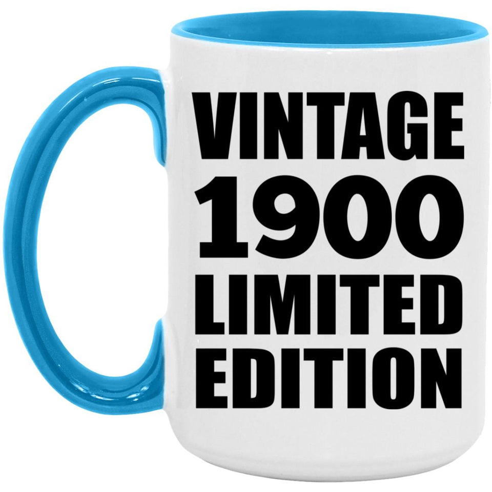 124th Birthday Vintage 1900 Limited Edition - 15oz Accent Mug Blue