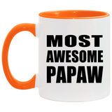 Most Awesome Papaw - 11oz Accent Mug Orange