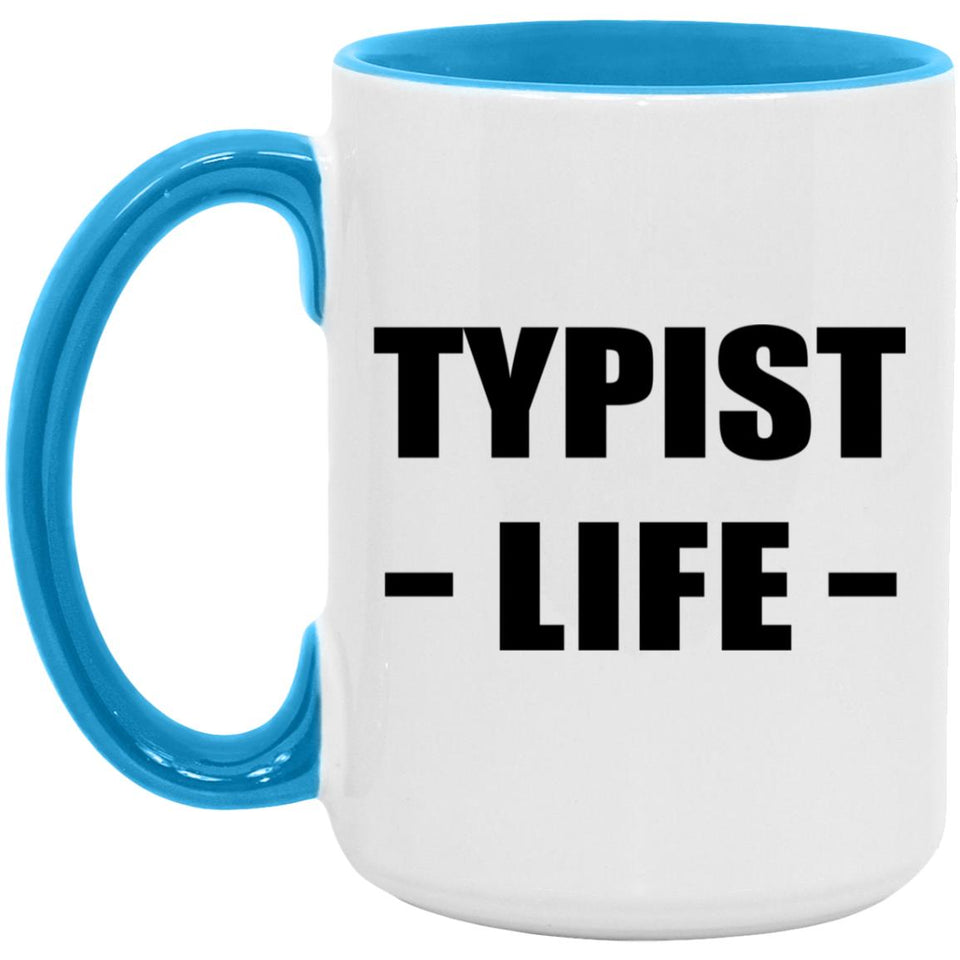 Typist Life - 15oz Accent Mug Blue