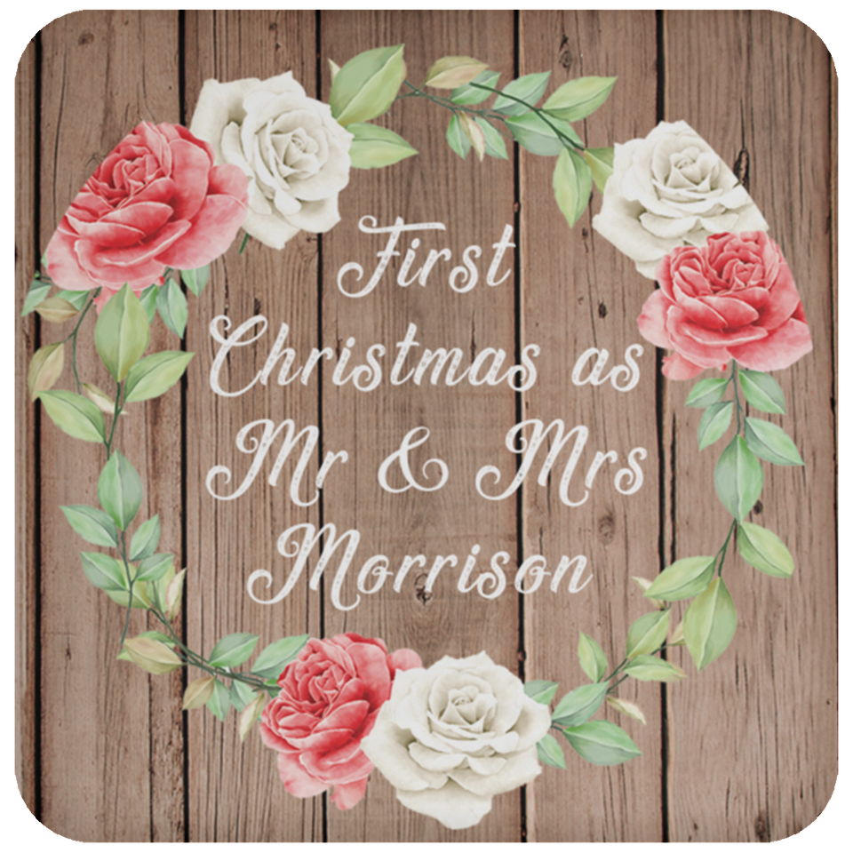 First Christmas As Mr & Mrs Morrison - Drink Coaster B