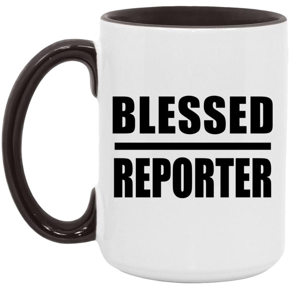Blessed Reporter - 15oz Accent Mug Black