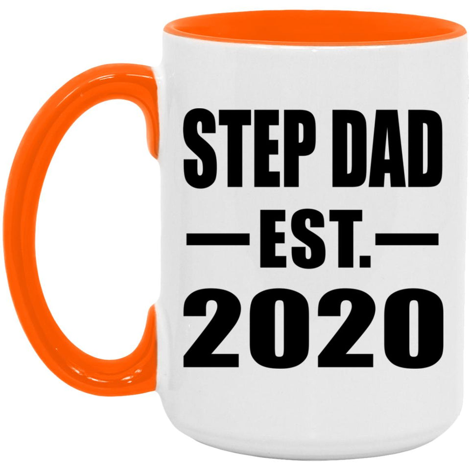 Step Dad Established EST. 2020 - 15oz Accent Mug Orange