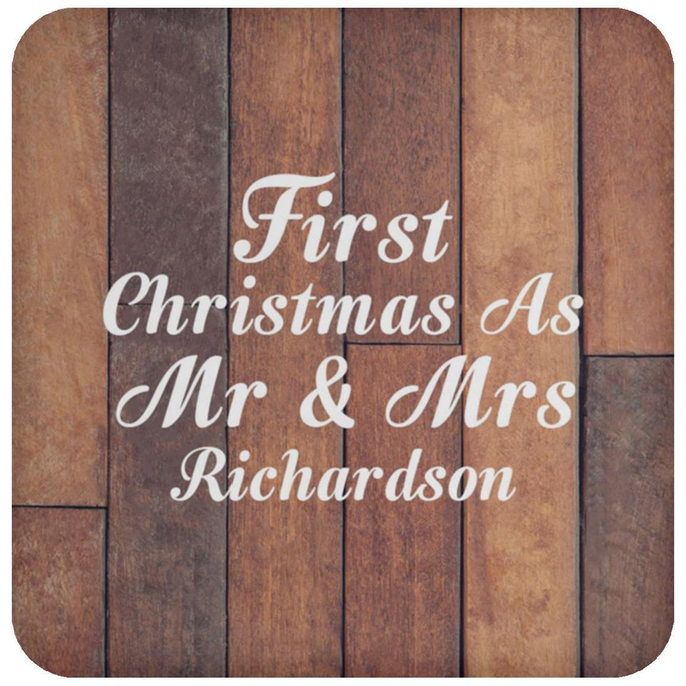 First Christmas As Mr & Mrs Richardson - Drink Coaster E