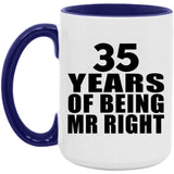 35th Anniversary 35 Years Of Being Mr Right - 15oz Accent Mug Purple