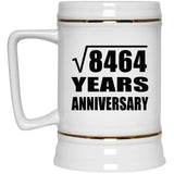 92nd Anniversary Square Root of 8464 Years Anniversary - Beer Stein