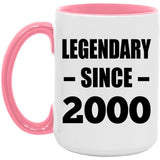24th Birthday Legendary Since 2000 - 15oz Accent Mug Pink
