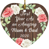 First Year As An Amazing Mum & Dad 2020 - Heart Ornament A