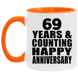 Happy 69th Anniversary 69 Years & Counting - 11oz Accent Mug Orange