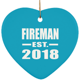 Fireman Established EST. 2018 - Heart Ornament