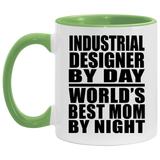 Industrial Designer By Day World's Best Mom By Night - 11oz Accent Mug Green