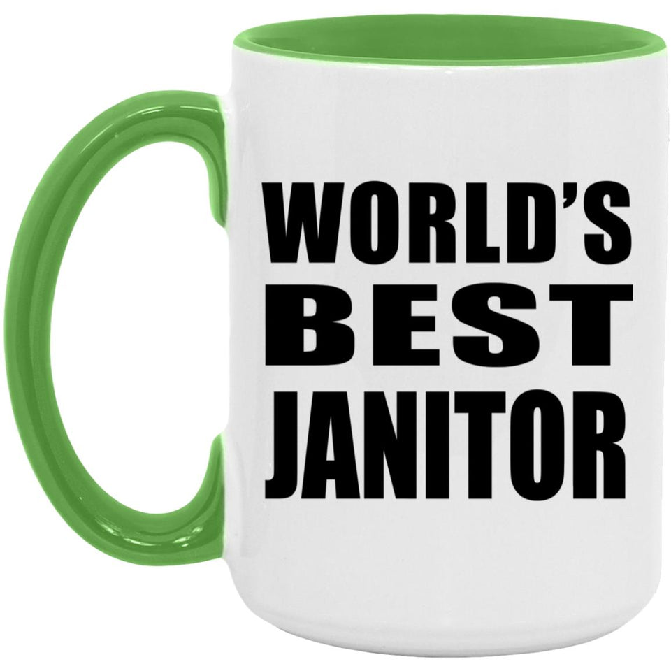 World's Best Janitor - 15oz Accent Mug Green