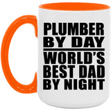 Plumber By Day World's Best Dad By Night - 15oz Accent Mug Orange