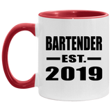 Bartender Established EST. 2019 - 11oz Accent Mug Red