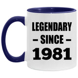43rd Birthday Legendary Since 1981 - 11oz Accent Mug Purple
