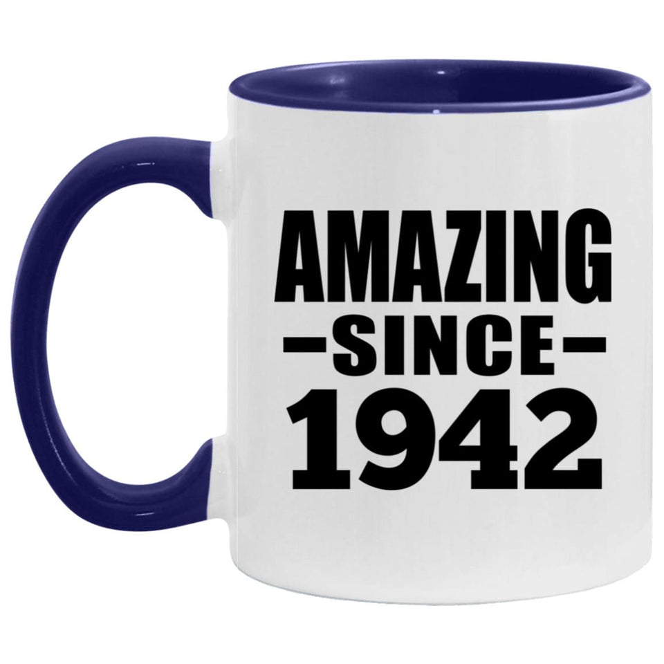 82nd Birthday Amazing Since 1942 - 11oz Accent Mug Purple