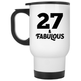 27th Birthday 27 & Fabulous - White Travel Mug
