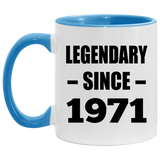 53rd Birthday Legendary Since 1971 - 11oz Accent Mug Blue