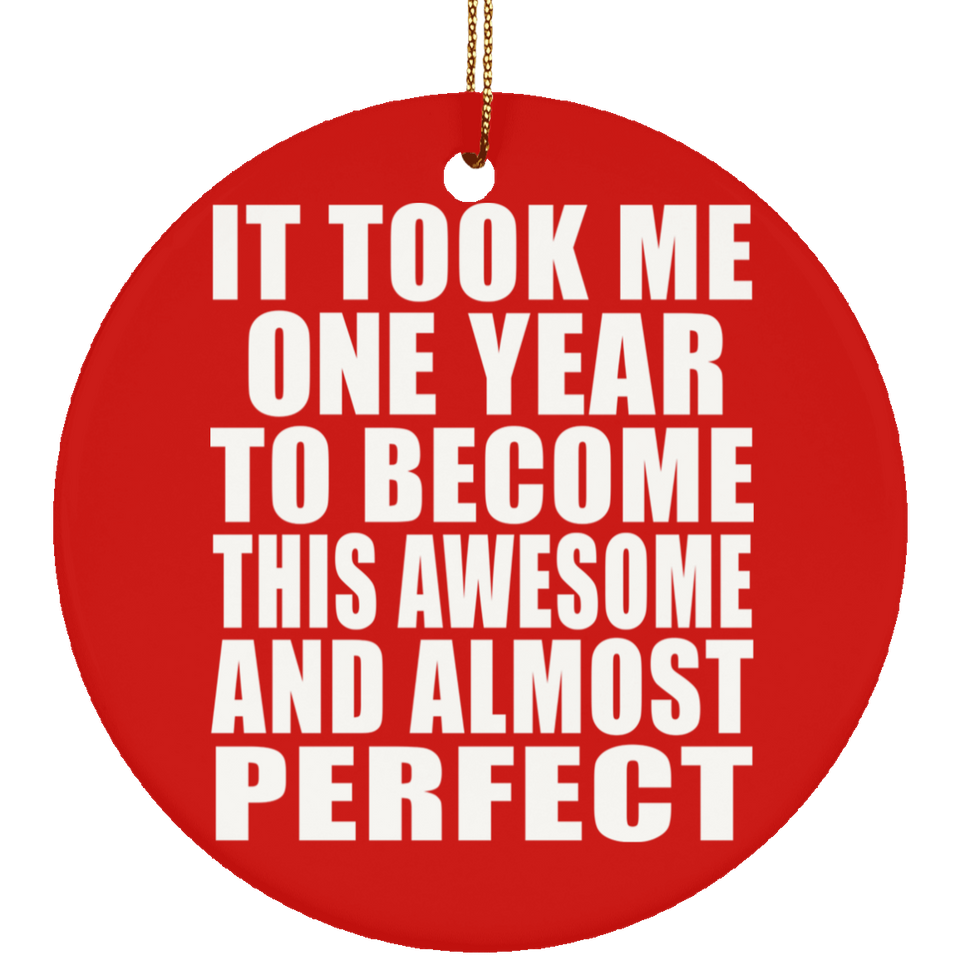 1st Birthday Took 1 Year To Become Awesome & Perfect - Circle Ornament
