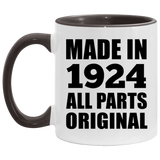 100th Birthday Made in 1924 All Parts Original - 11oz Accent Mug Black