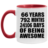 66th Birthday 66 Years 792 Months 24106 Days Of Awesome - 11oz Accent Mug Red