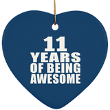 11th Birthday 11 Years Of Being Awesome - Heart Ornament