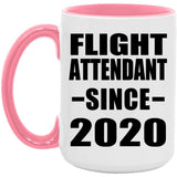 Flight Attendant Since 2020 - 15oz Accent Mug Pink