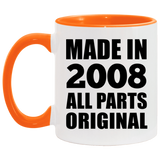 16th Birthday Made in 2008 All Parts Original - 11oz Accent Mug Orange