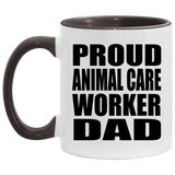 Proud Animal Care Worker Dad - 11oz Accent Mug Black