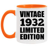 92nd Birthday Vintage 1932 Limited Edition - 11oz Accent Mug Orange