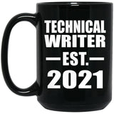 Technical Writer Established EST. 2021 - 15oz Coffee Mug Black