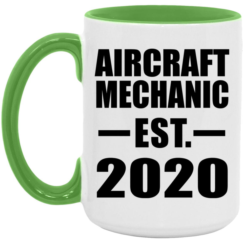 Aircraft Mechanic Established EST. 2020 - 15oz Accent Mug Green