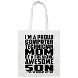 Proud Computer Technician Mom Of Awesome Son - Tote Bag White