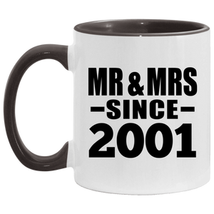 23rd Anniversary Mr & Mrs Since 2001 - 11oz Accent Mug Black
