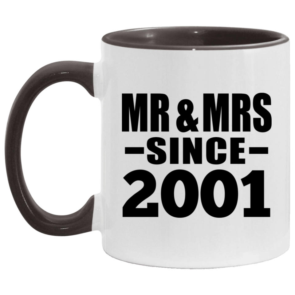 23rd Anniversary Mr & Mrs Since 2001 - 11oz Accent Mug Black