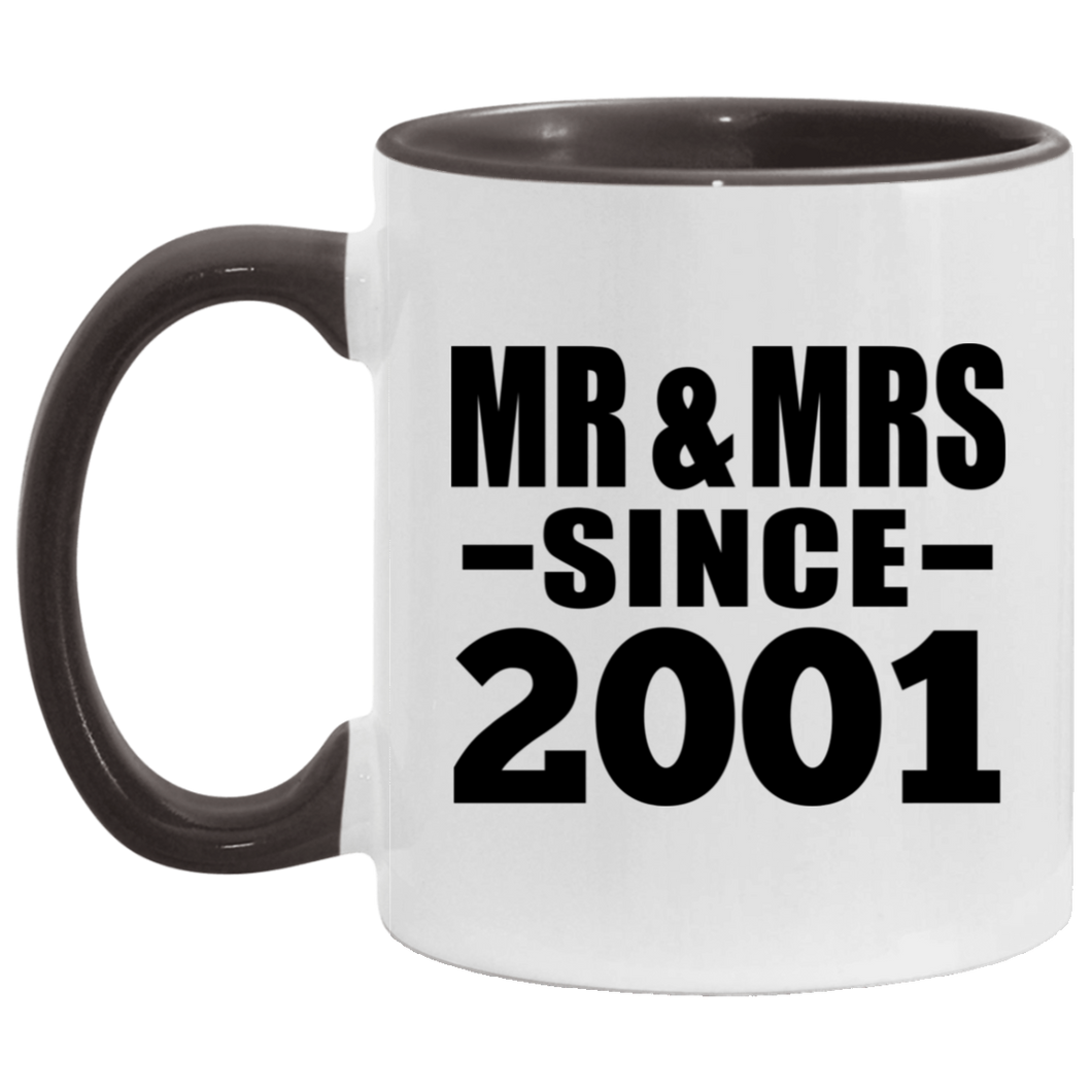 23rd Anniversary Mr & Mrs Since 2001 - 11oz Accent Mug Black
