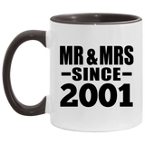 23rd Anniversary Mr & Mrs Since 2001 - 11oz Accent Mug Black