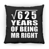 25th Anniversary Square Root of 625 Years of Being Mr Right - Throw Pillow Black