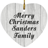 Merry Christmas Sanders Family - Heart Ornament F