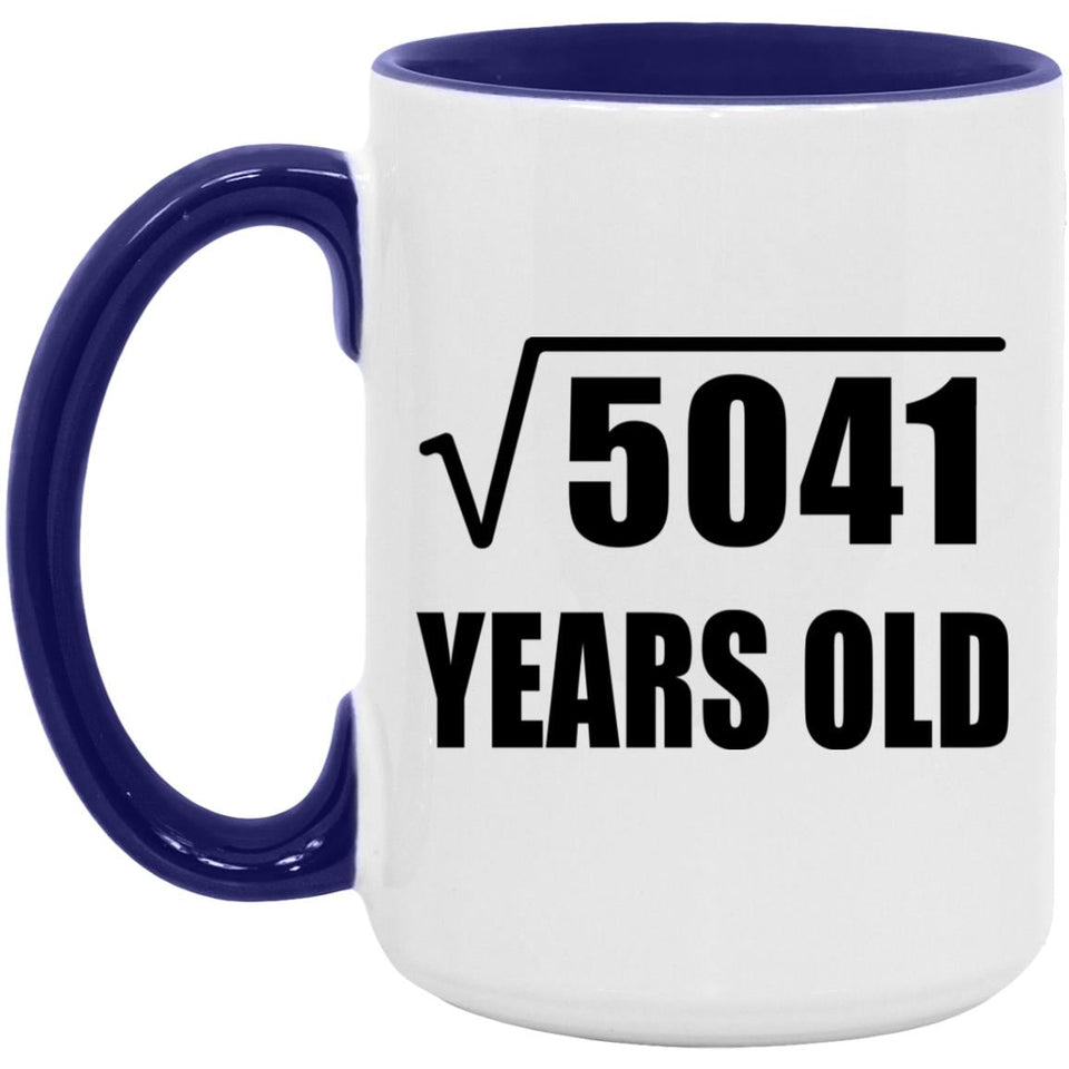 71st Birthday Square Root of 5041 Years Old - 15oz Accent Mug Purple